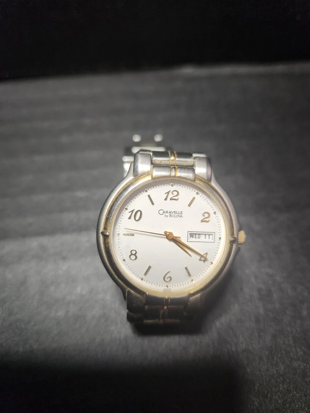 Caravelle Bulova Gold Watch - White Dial